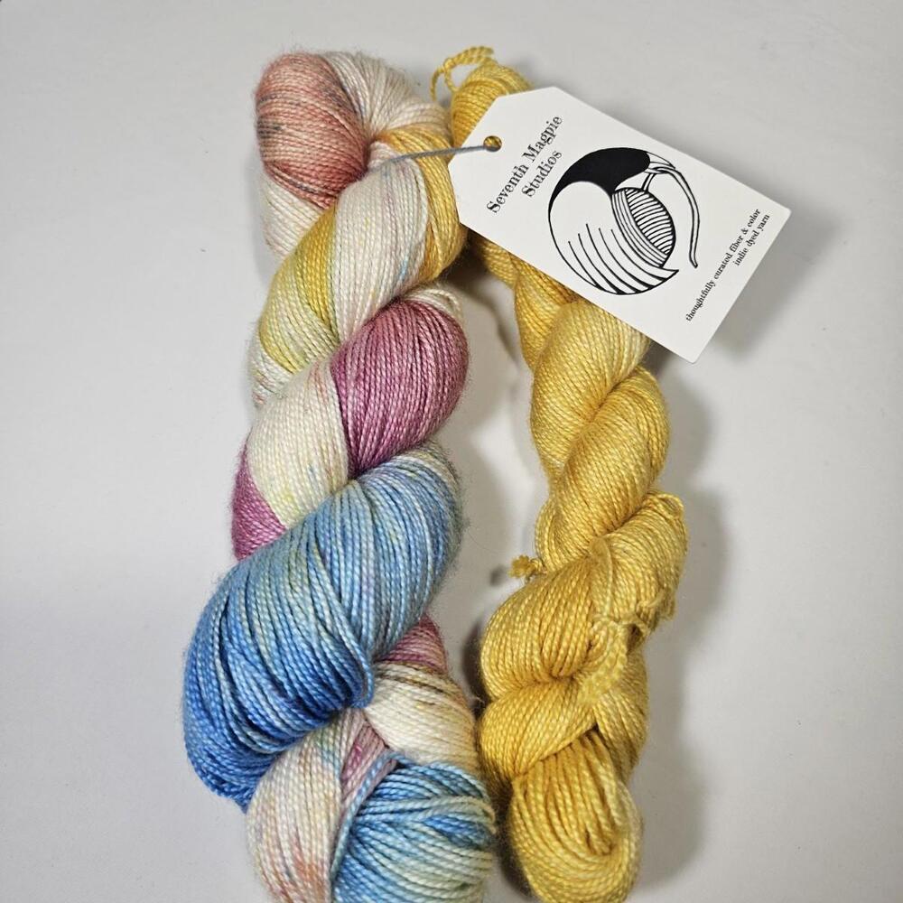 Hand-Dyed Multicolor and Yellow Yarn Set